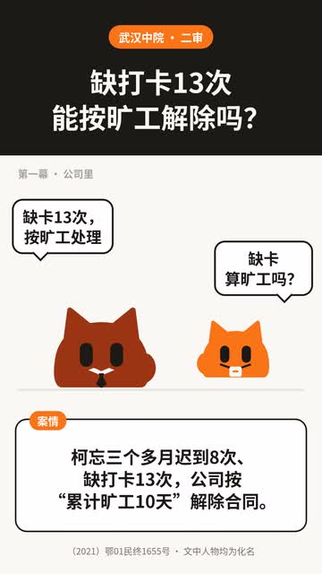 缺打卡13次能按旷工解除吗？——动画封面